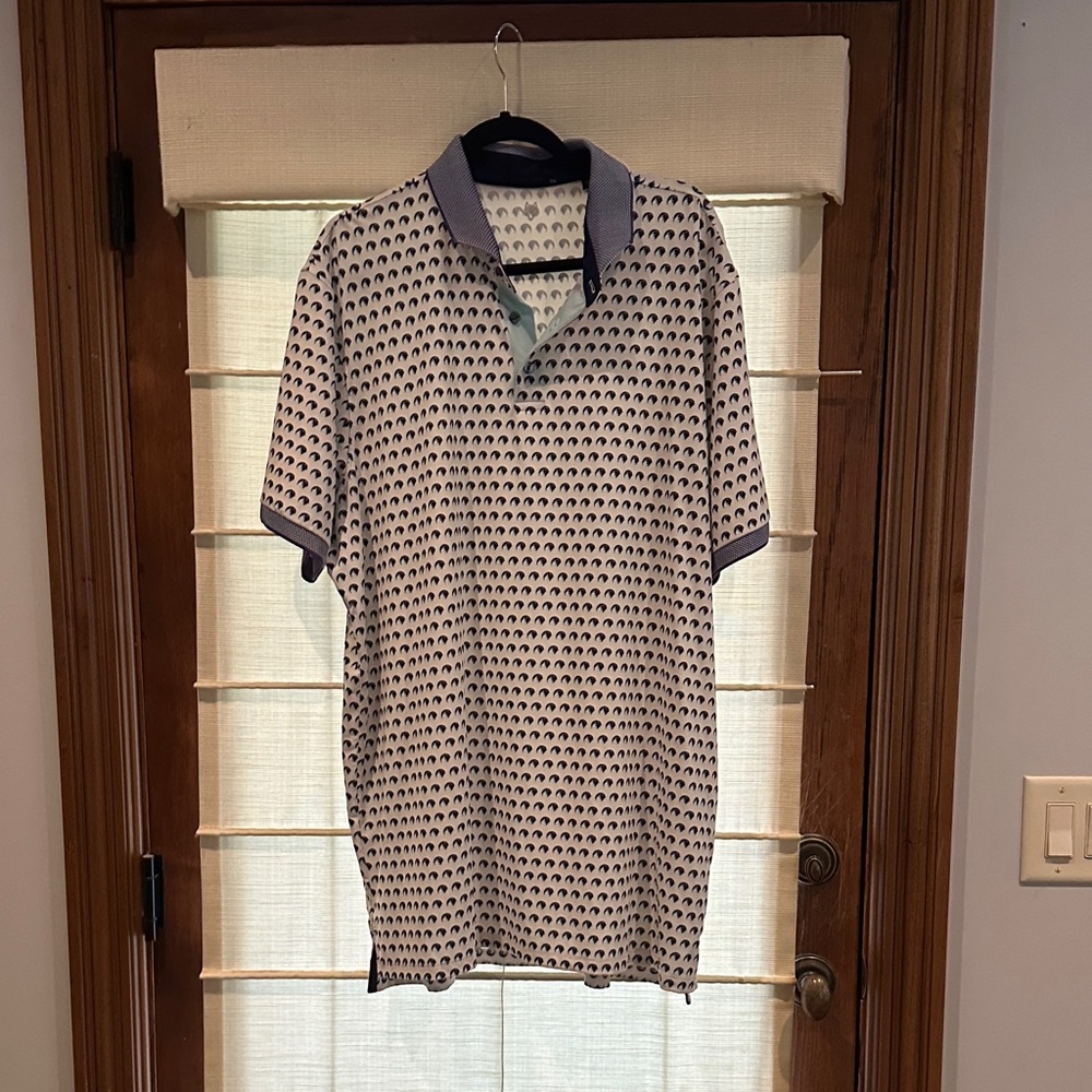 Greyson Navy and White Patterned Polo